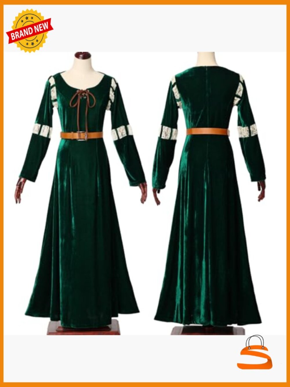 Renaissance Medieval Princess Maxi Dress with Belt - Picture 5 of 5